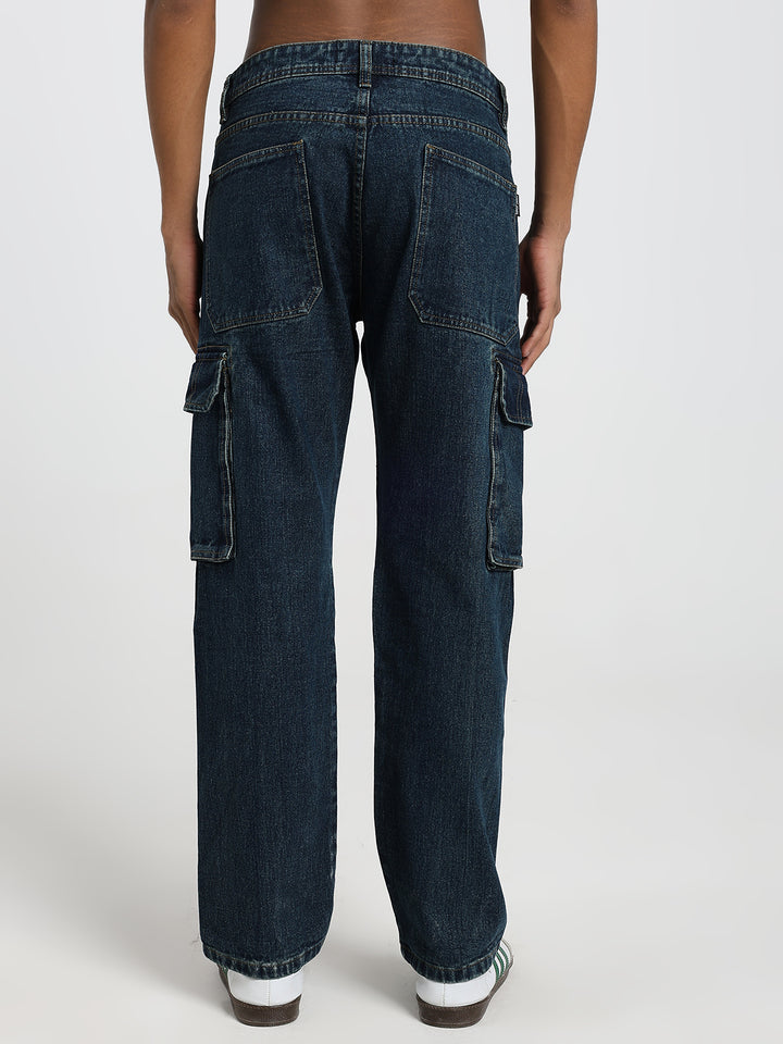 Men’s Dark Wash Cargo Jeans