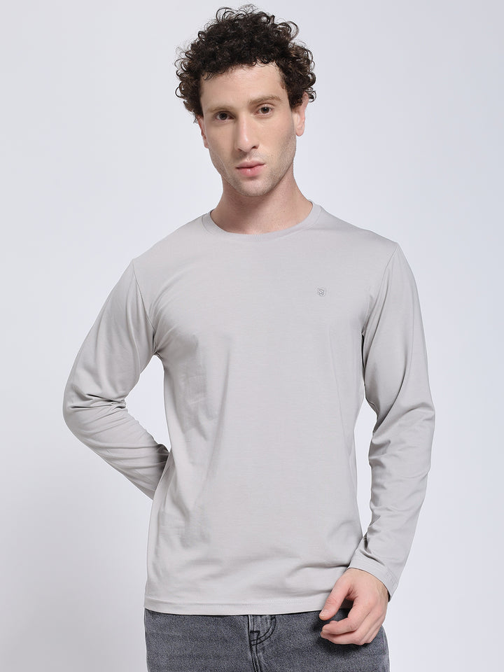 Men’s Solid Grey Full Sleeve Lycra T-Shirt
