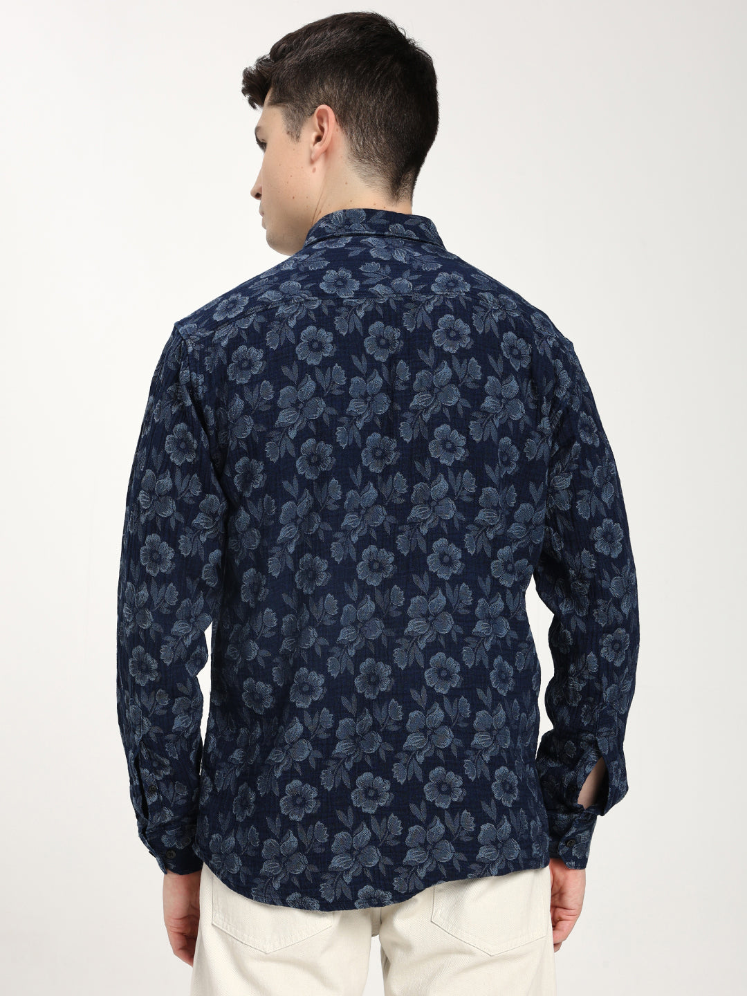 Blue Denim Patterned floral Shirt