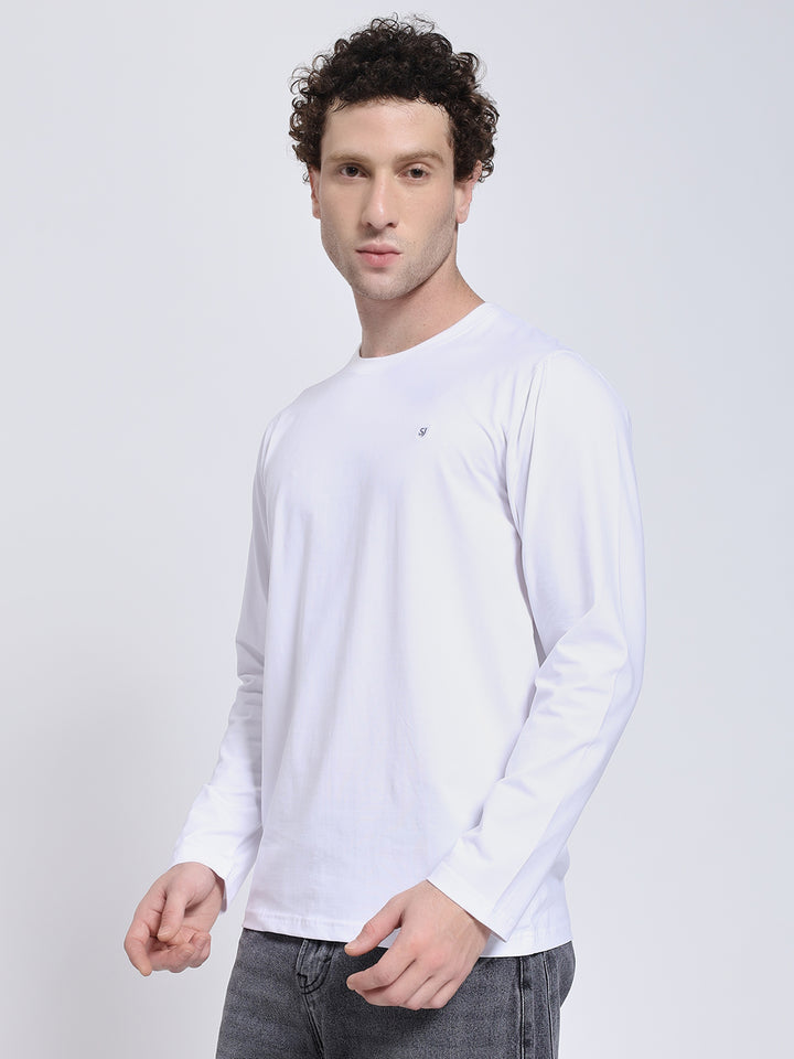 Men’s Solid White Full Sleeve Lycra T-Shirt