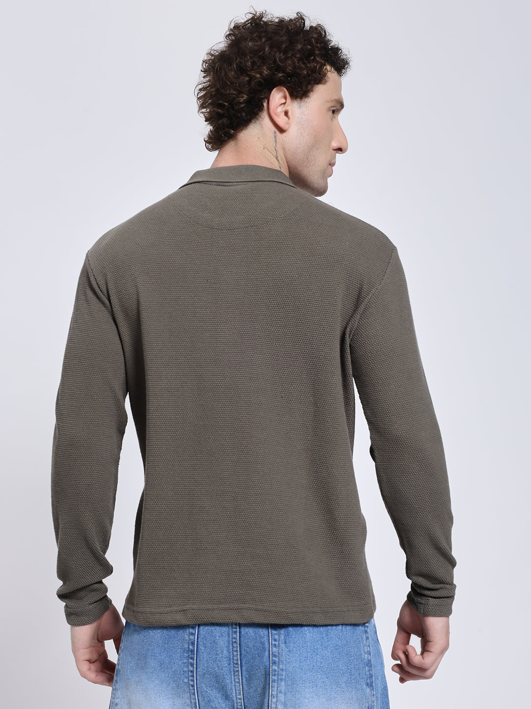 Men’s Olive Full Sleeve Polo T-Shirt