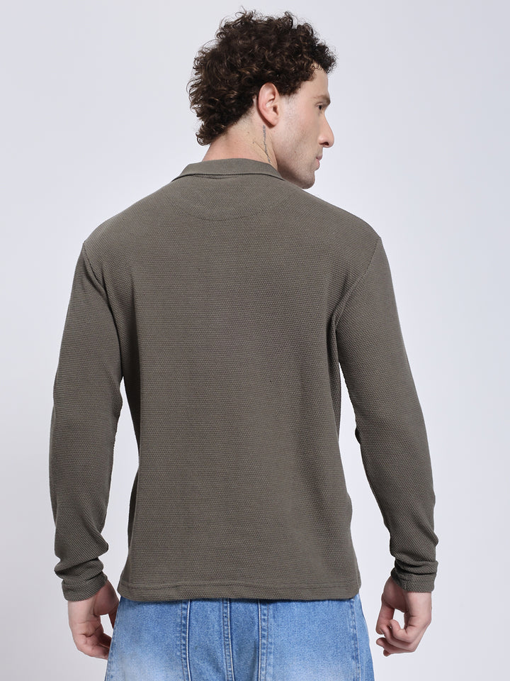 Men’s Olive Full Sleeve Polo T-Shirt