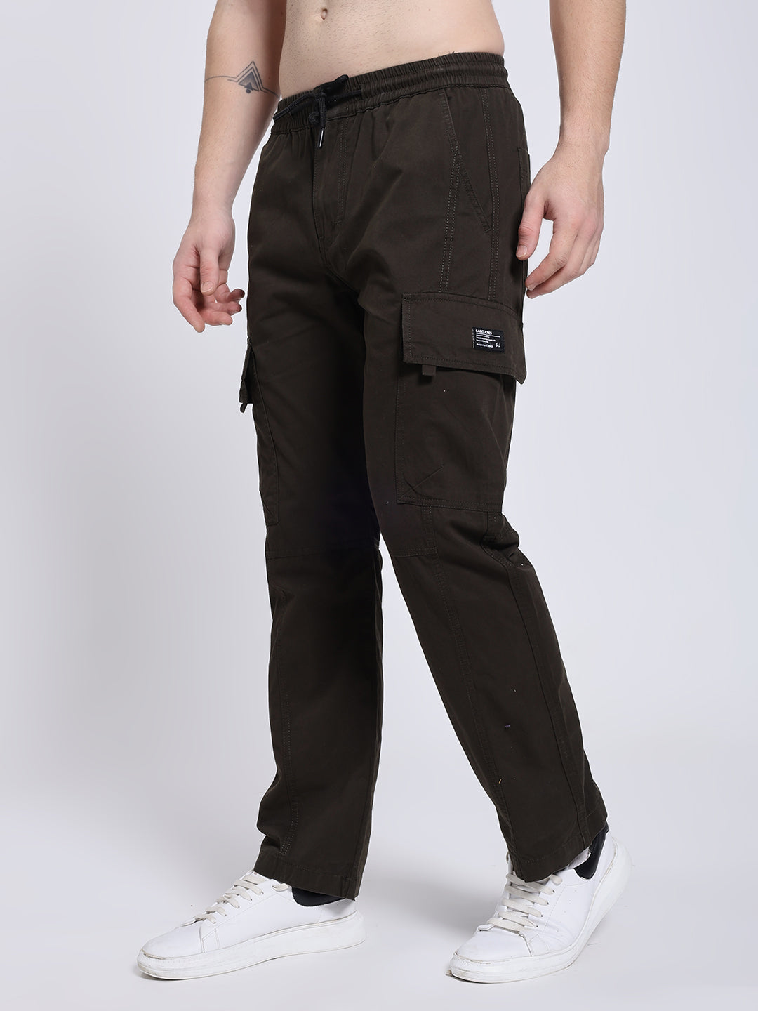 Men's Dark Brown Six Pocket Cargo Comfort Fit