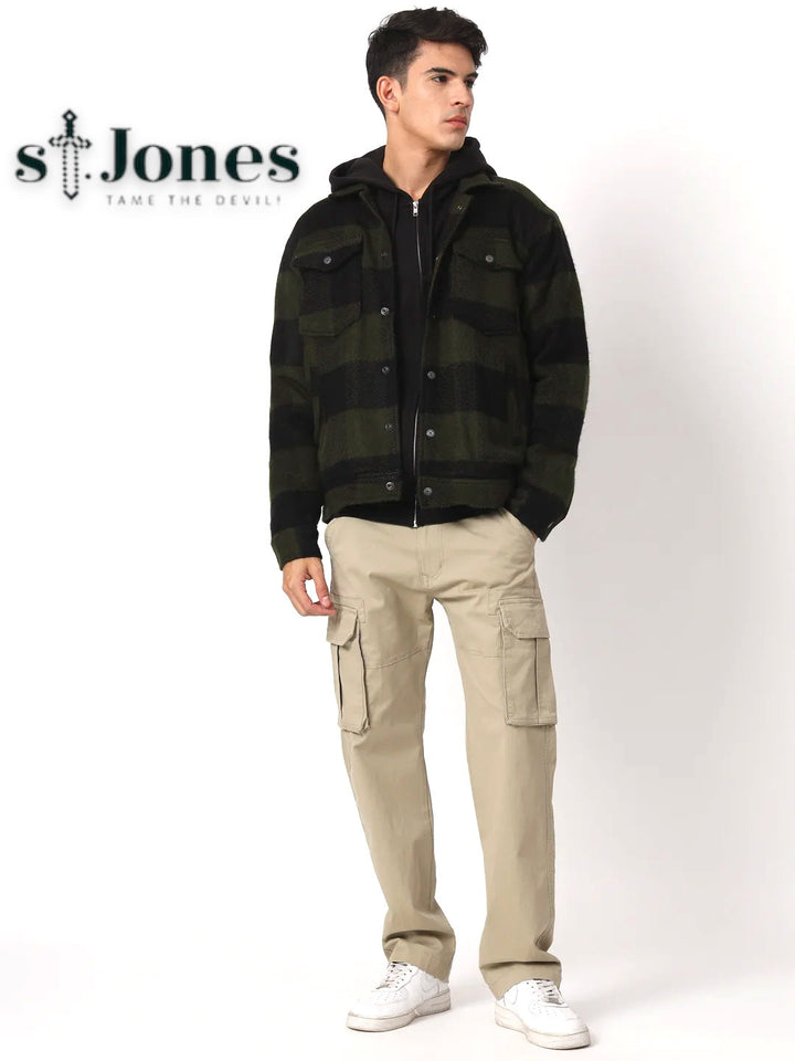 GREEN BLACK DROP SHOULDER SHACKETS - St.Jones