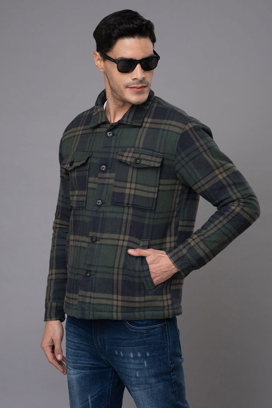 GREEN BLUE CHECKS JACKET - St.Jones