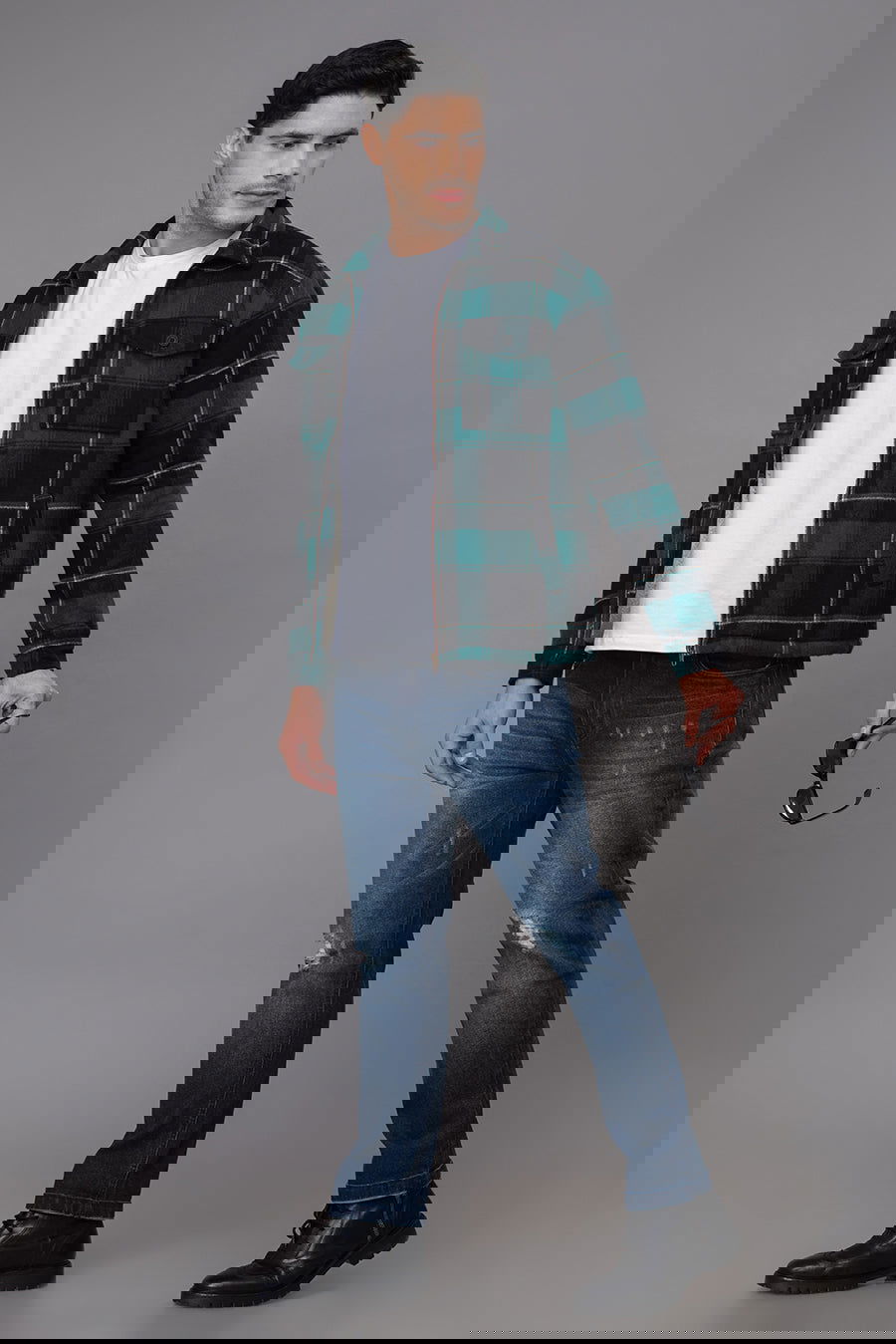 Green black check Shacket - St.Jones