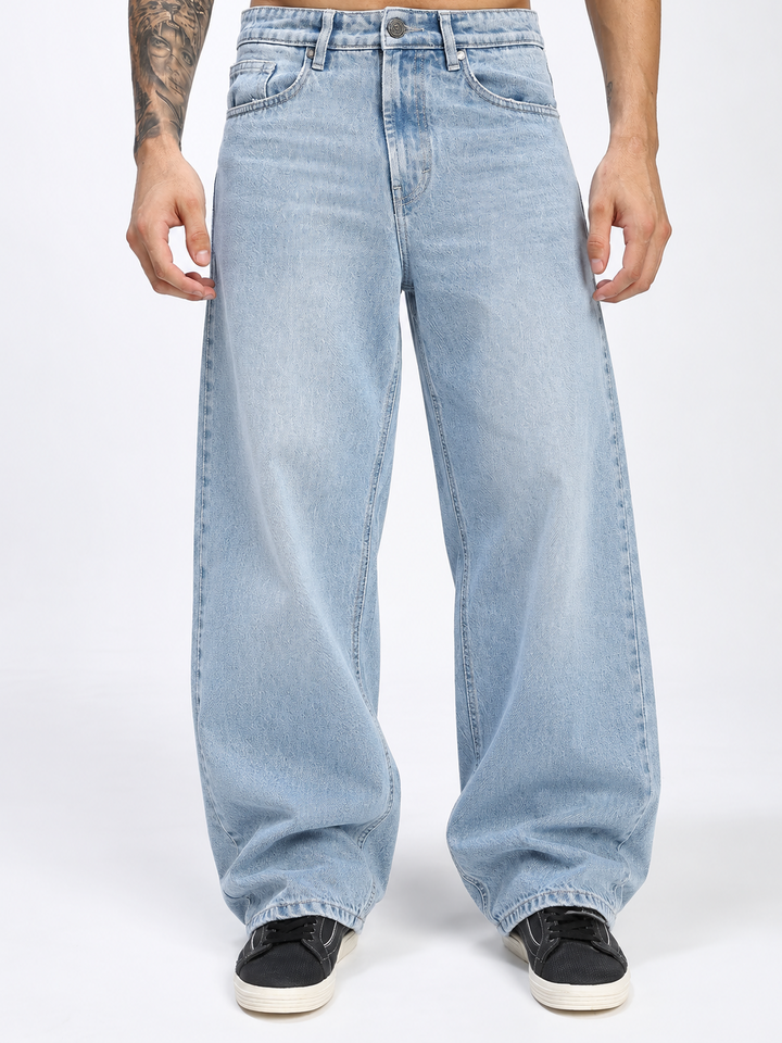 Men's Light Blue Baggy Fit Denim Jeans