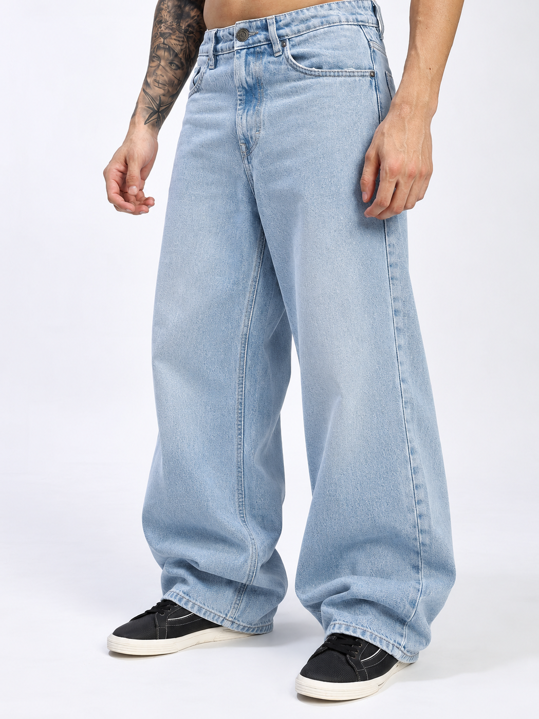 Men's Light Blue Baggy Fit Denim Jeans