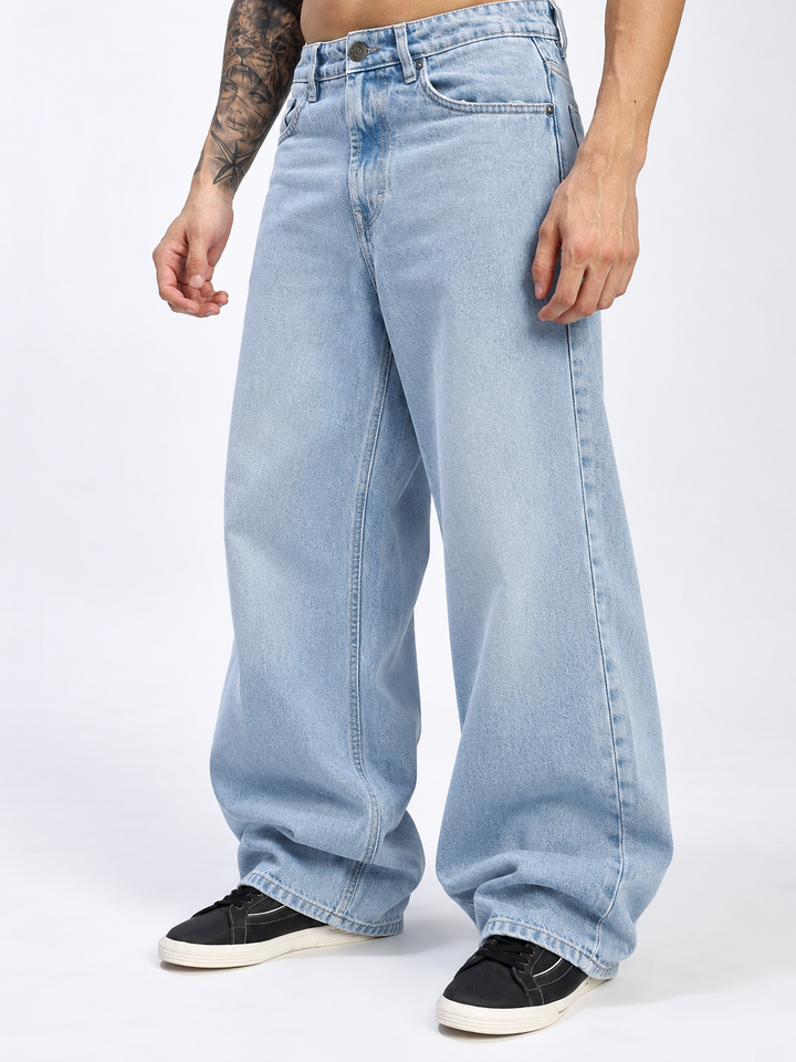 Men's Light Blue Baggy Fit Denim Jeans