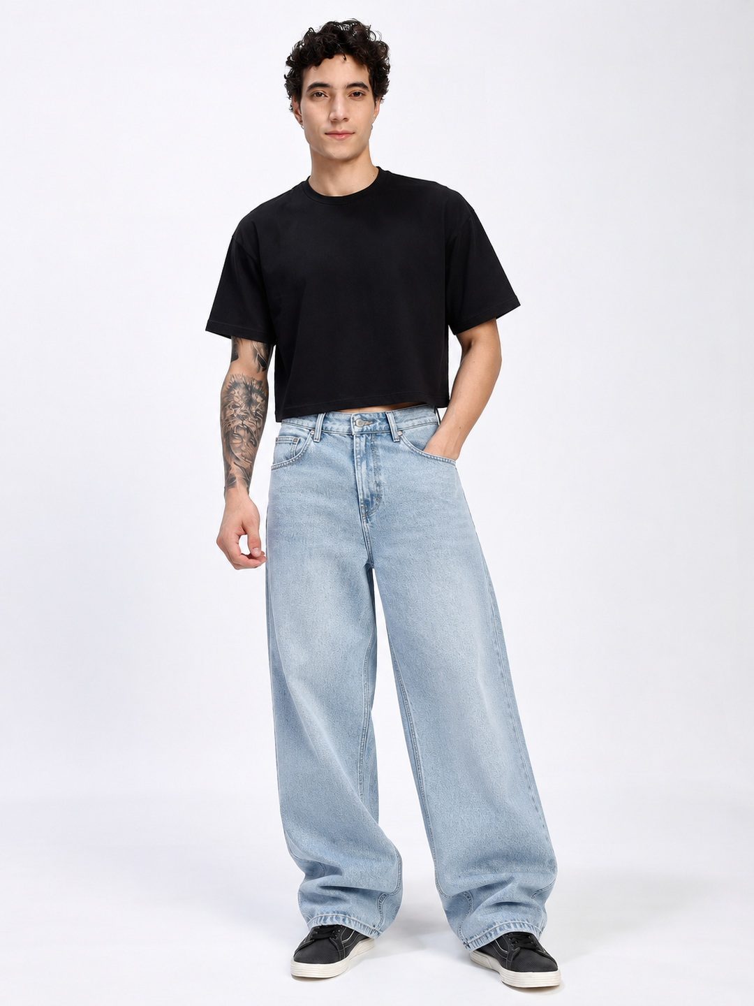 Men's Light Blue Baggy Fit Denim Jeans