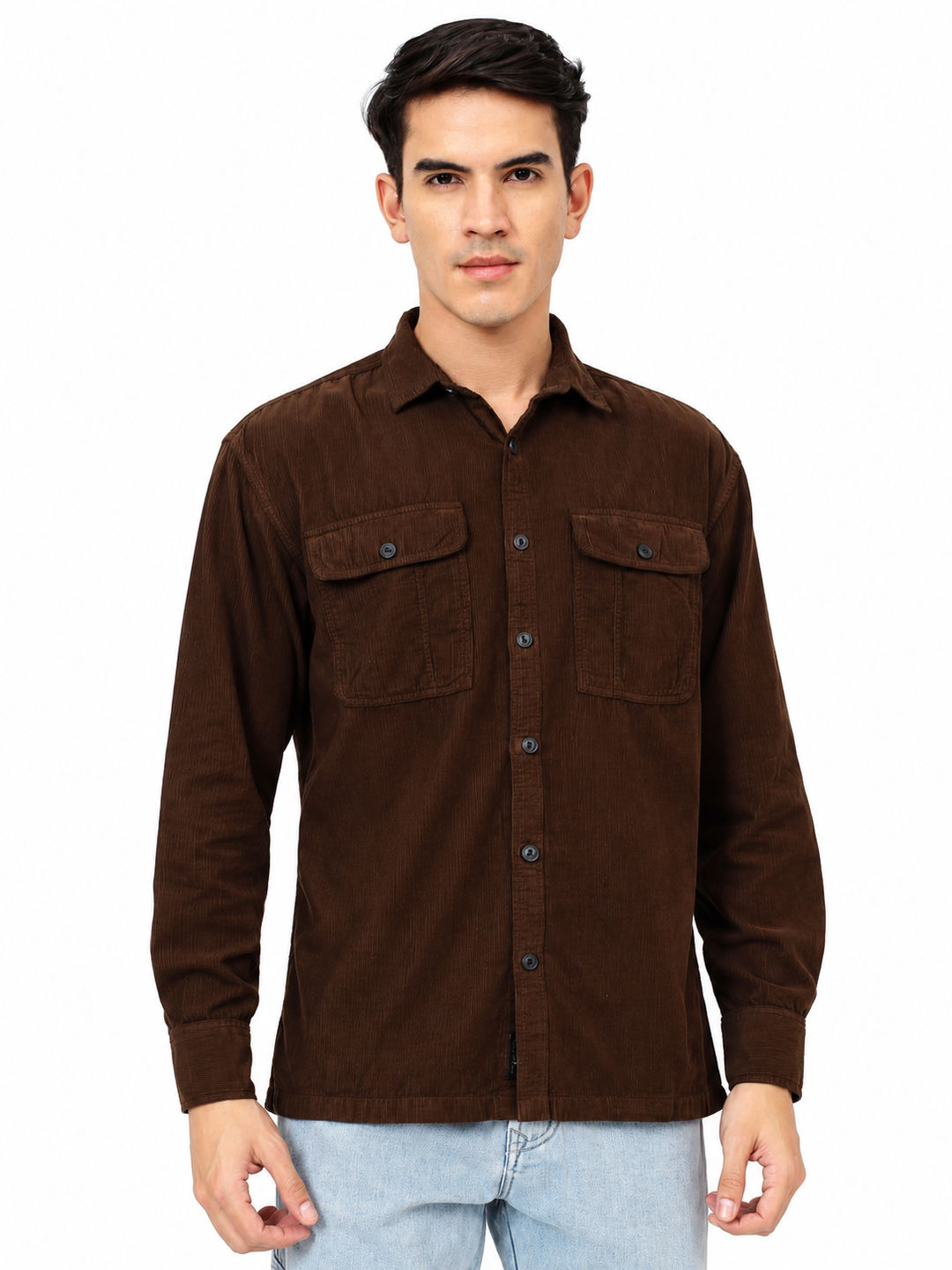 Men's Deep Brown Corduroy Oversized Shirt