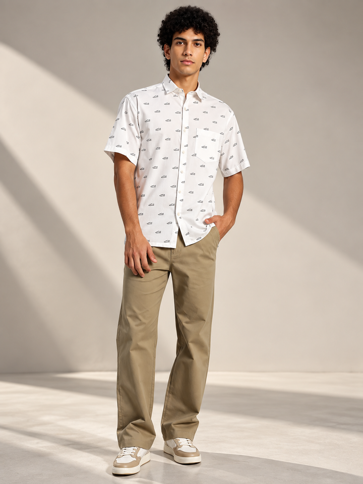 Men’s White Oversized Sneakers Print Shirt