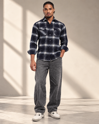 Men's Indigo Checked Corduroy Shirt
