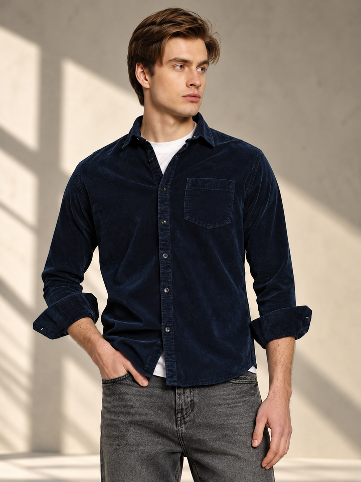 Men's Courdroy Indigo Classic Fit Shirt