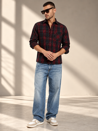 Men’s Navy & Red Tartan corduroy Shirt