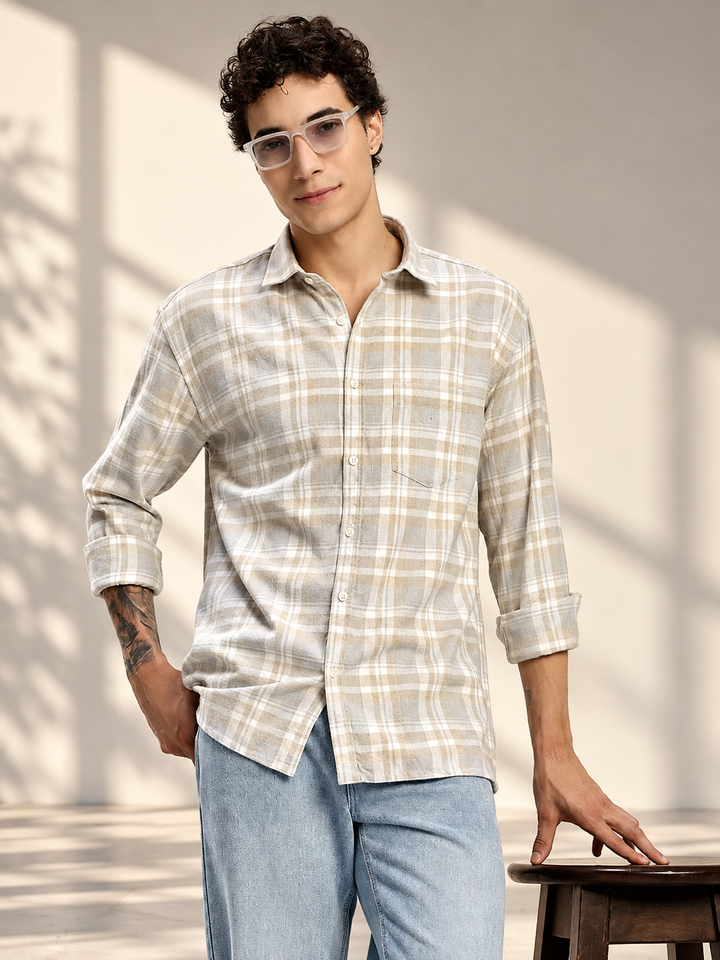 Cream Vintage Check Flannel