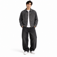 Men's Urban Washed Black Boxy Denim Jacket