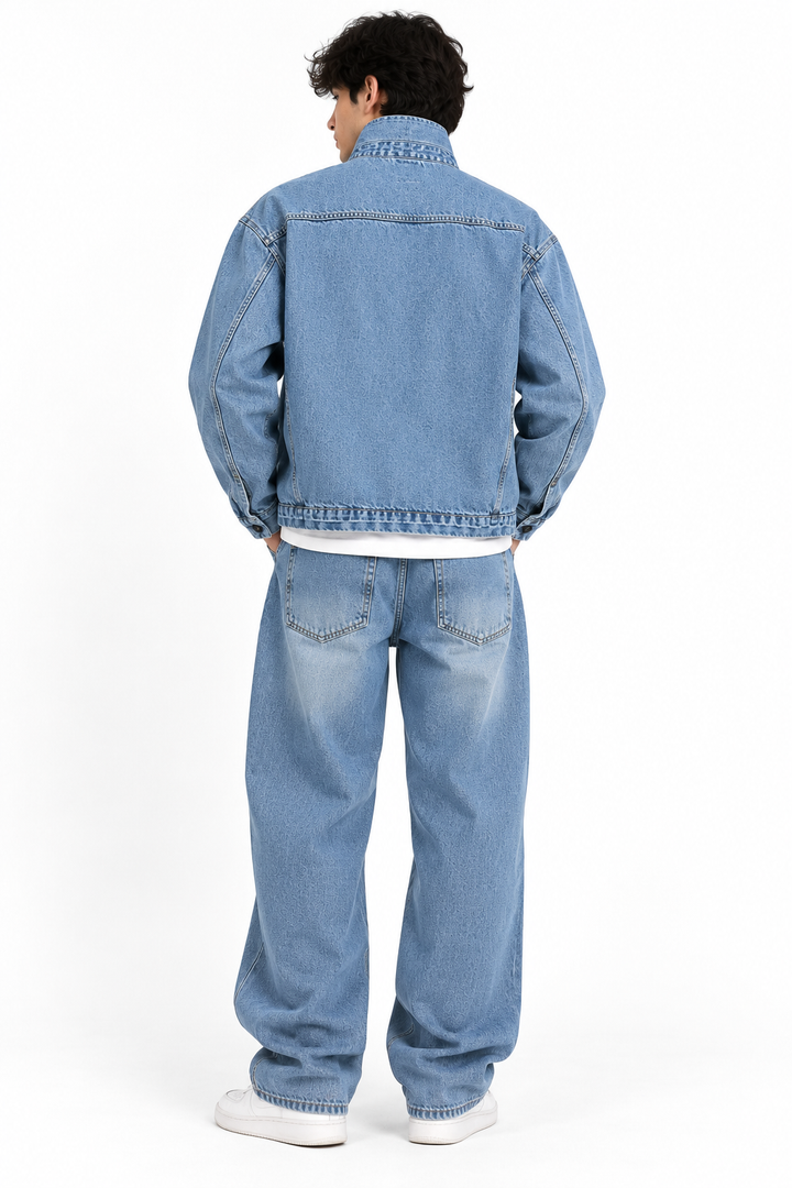 Saintjones Oversized Light Wash Denim Utility Jacket