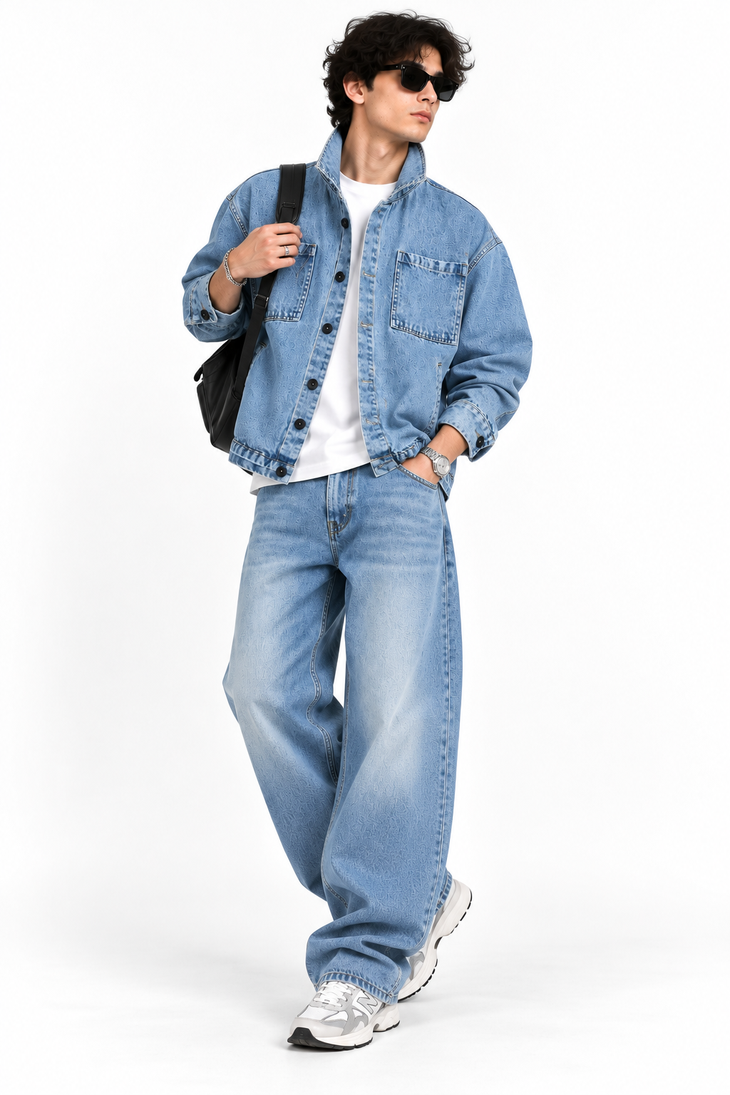 Saintjones Oversized Light Wash Denim Utility Jacket
