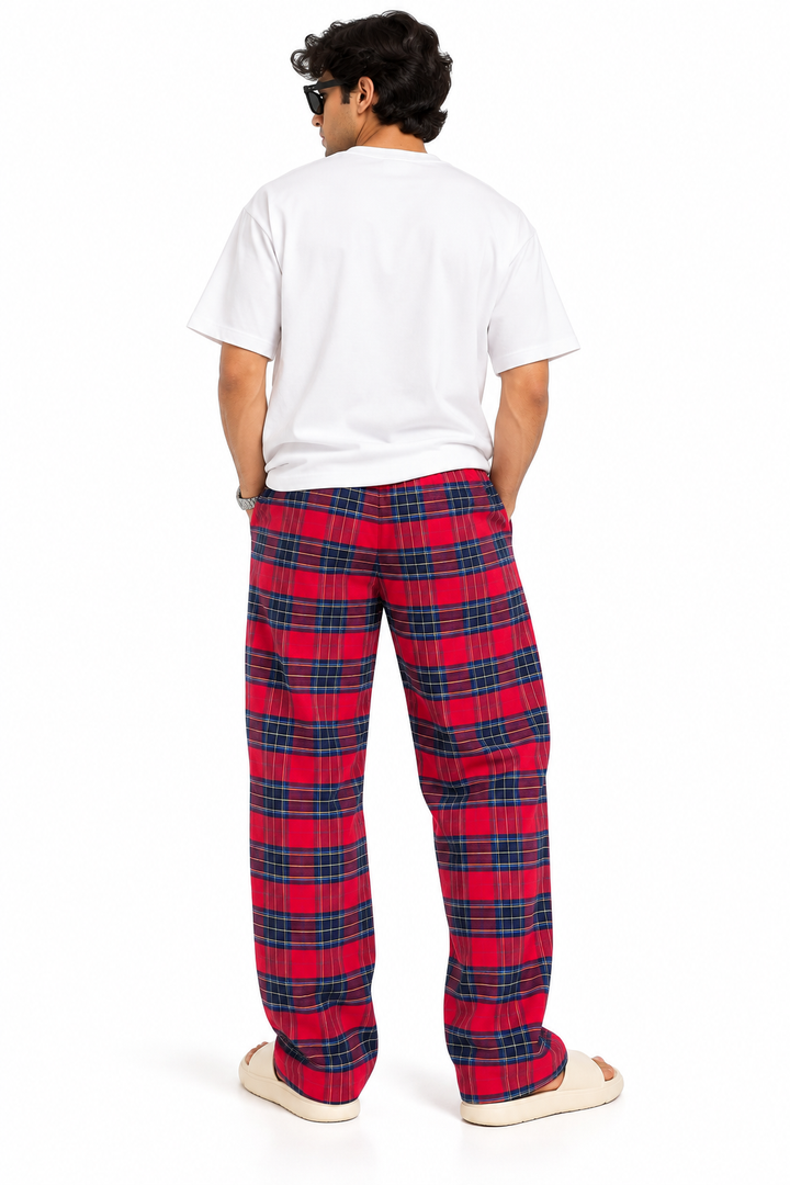 Red Tartan Relaxed Fit Pants