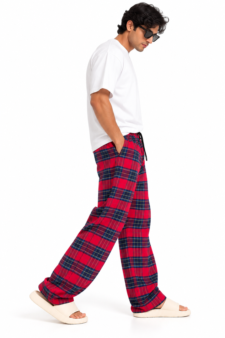 Red Tartan Relaxed Fit Pants