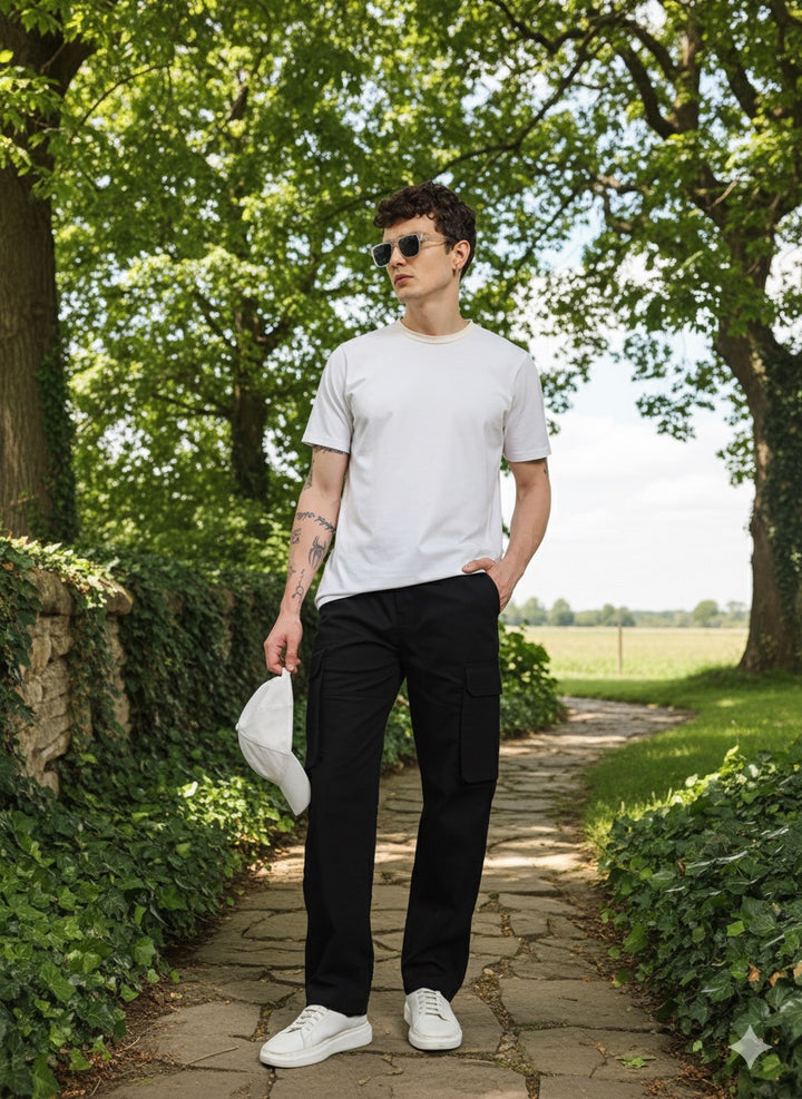 Men’s Black Six-Pockets Cargo Pant