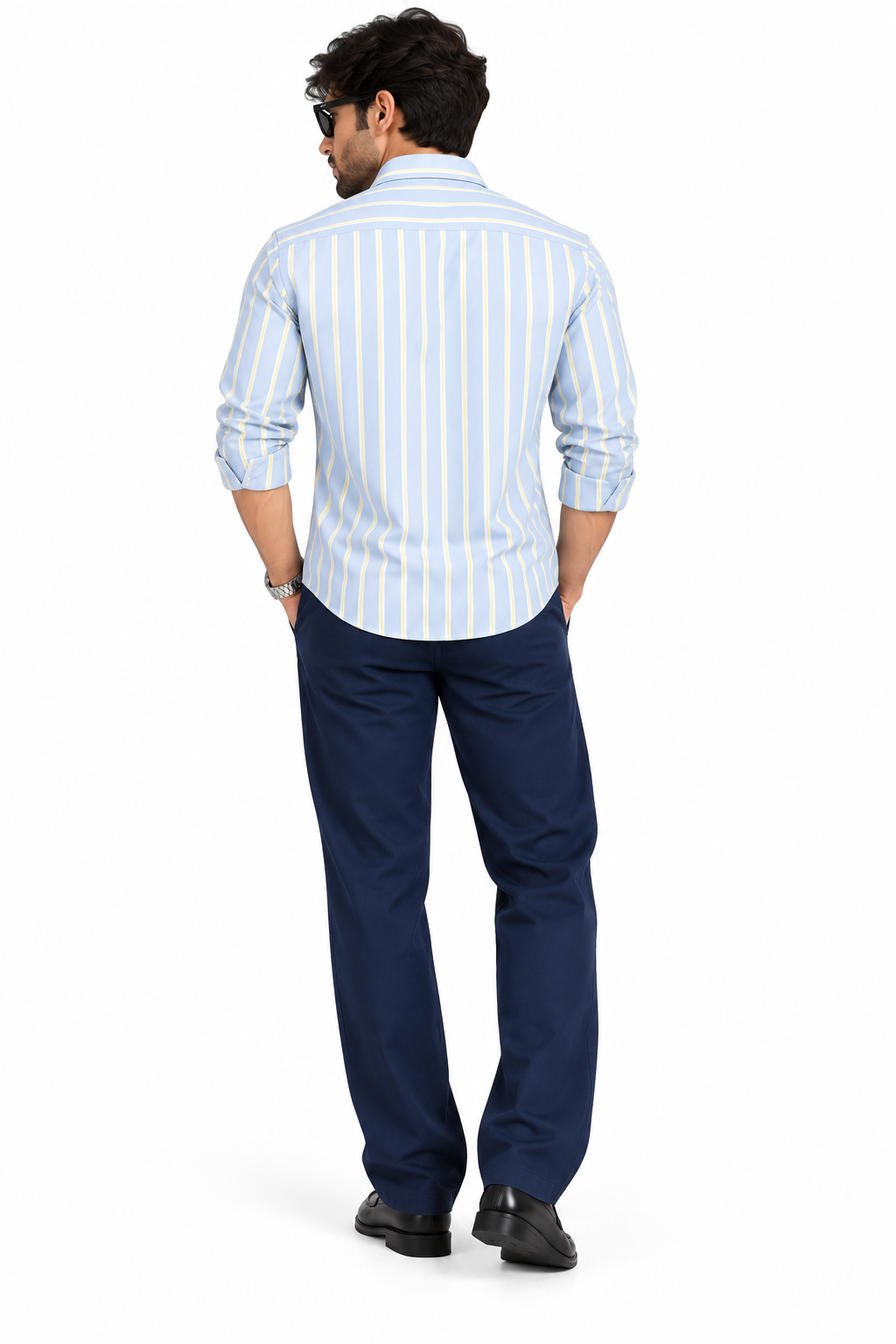 Oxford sky blue stripes shirt