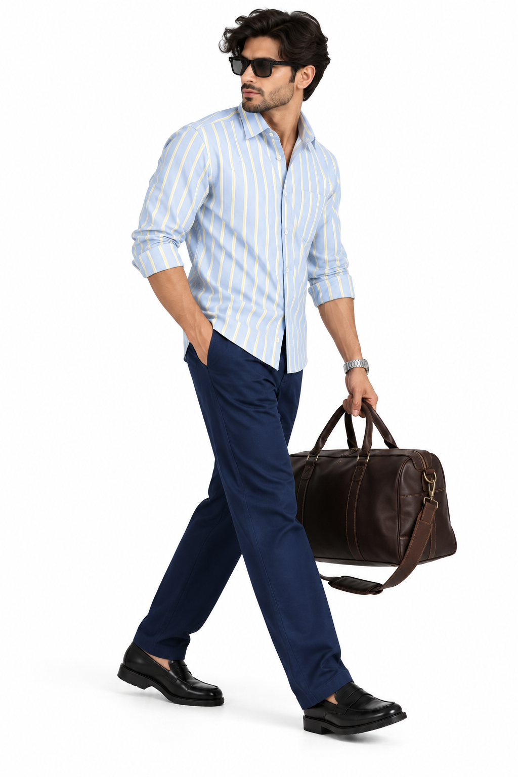 Oxford sky blue stripes shirt
