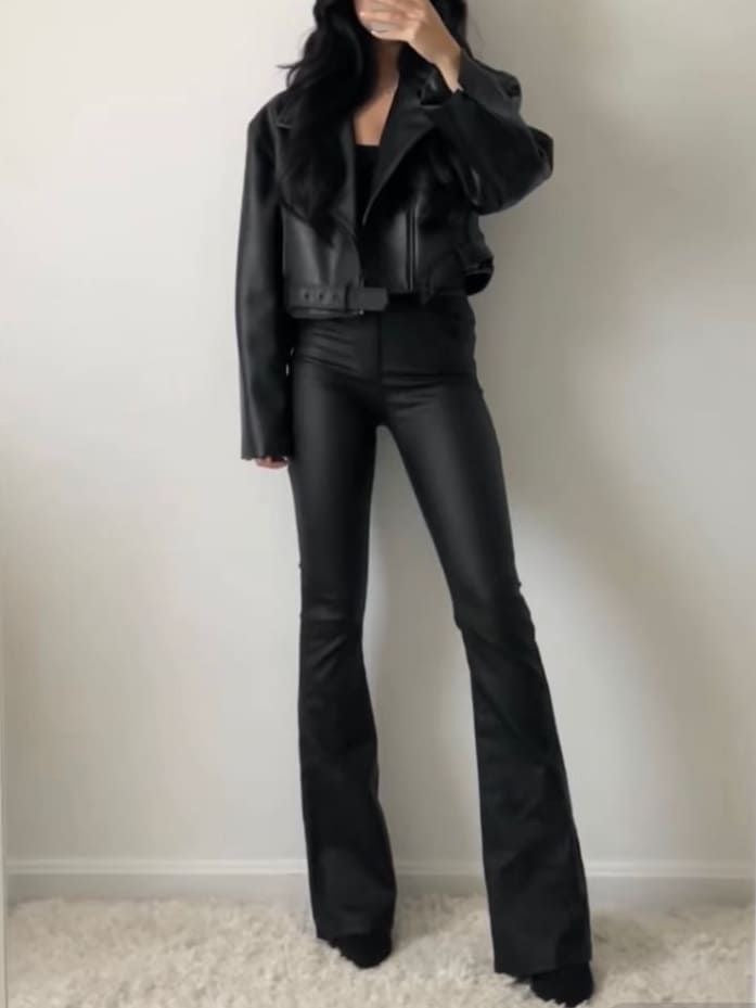 Women's Bootcut Leather Pants