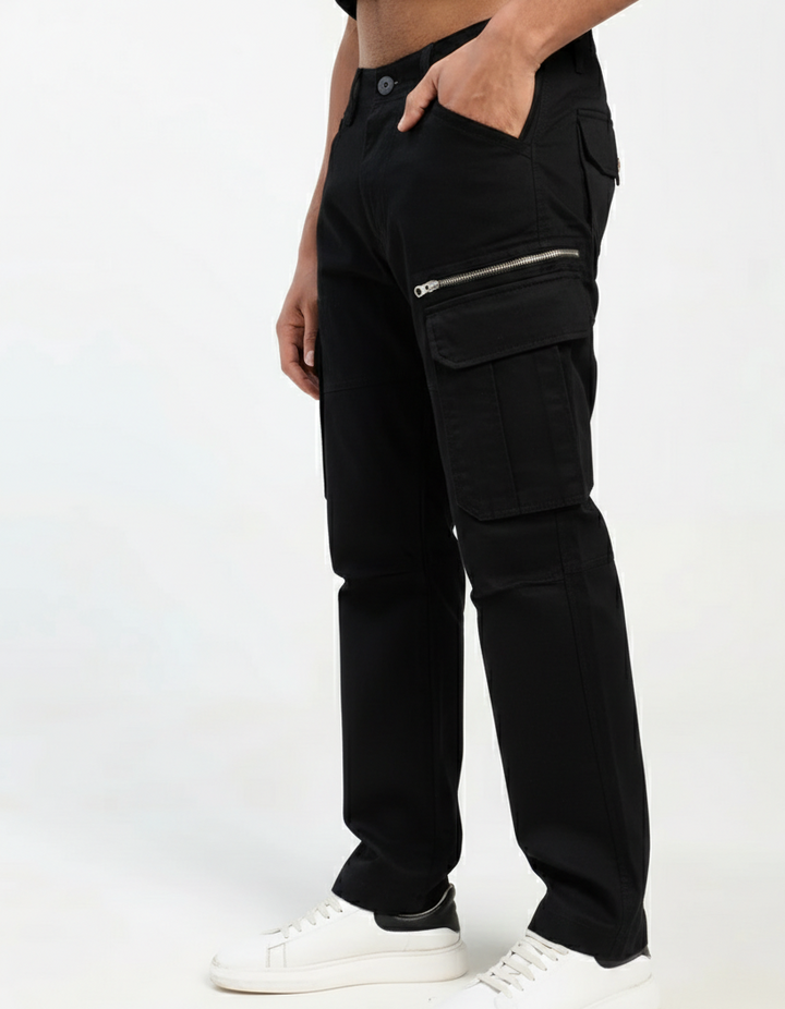 Men’s Black Cargo Pants with Multiple Pockets
