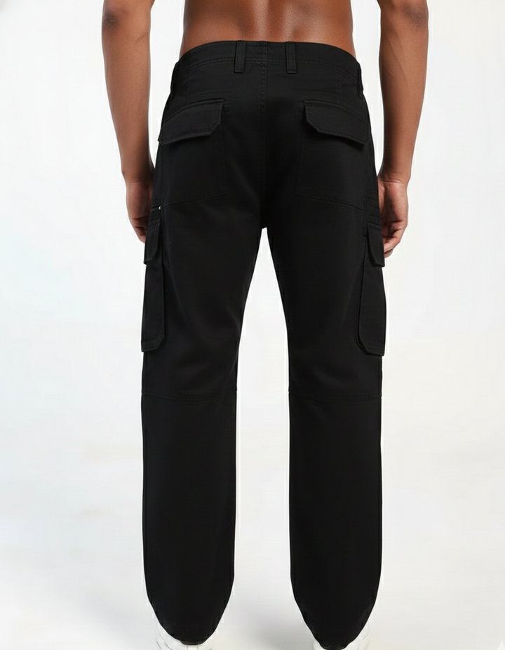 Men’s Black Cargo Pants with Multiple Pockets