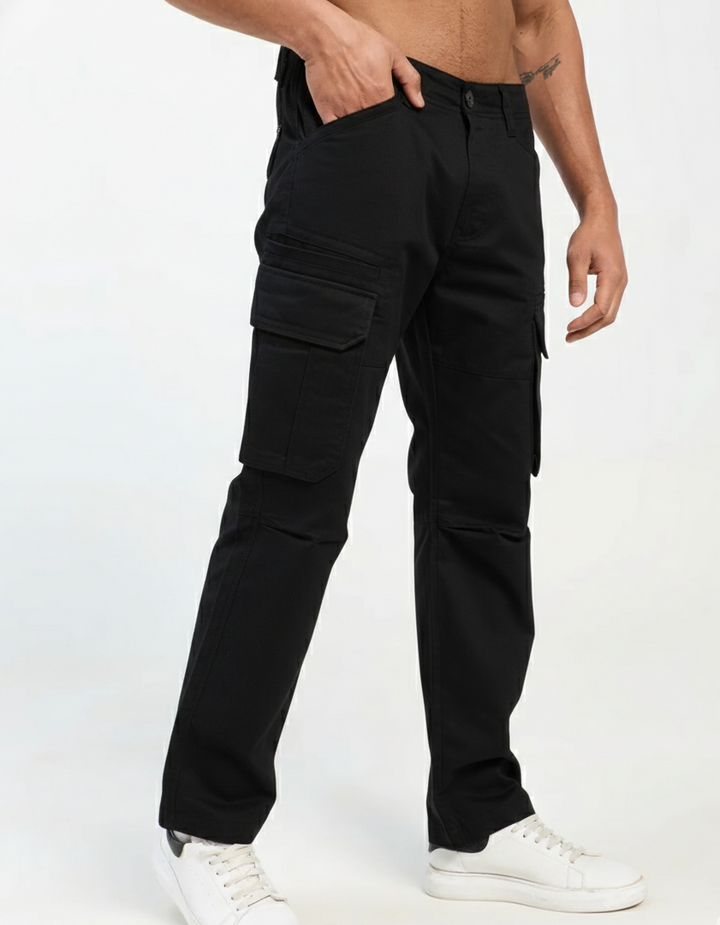 Men’s Black Cargo Pants with Multiple Pockets