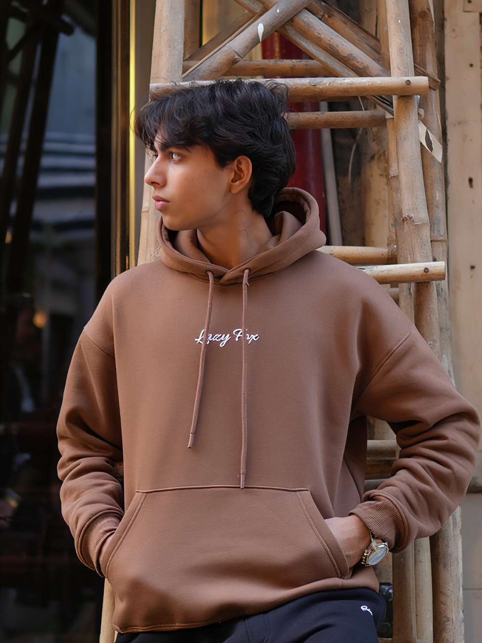 LAZYFOX-NOT YOUR BABY,BABY HOODIE BROWN