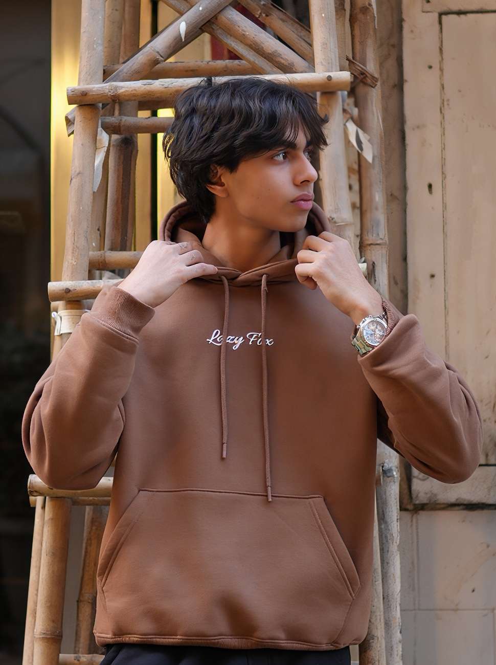 LAZYFOX-NOT YOUR BABY,BABY HOODIE BROWN