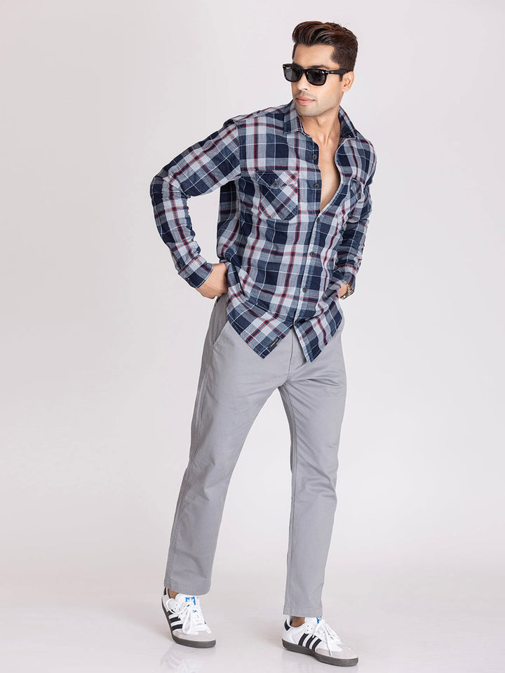 Indigo blue check shirt. - St.Jones