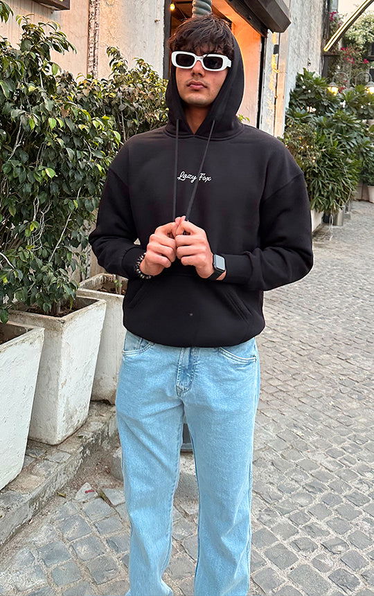 LAZYFOX-NOT YOUR BABY,BABY HOODIE BLACK - St.Jones