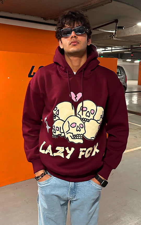 LAZYFOX-SKULL HOODIE WINE - St.Jones