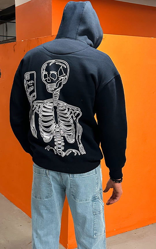 LAZYFOX SKELETON HOODIE-Navy Blue - St.Jones