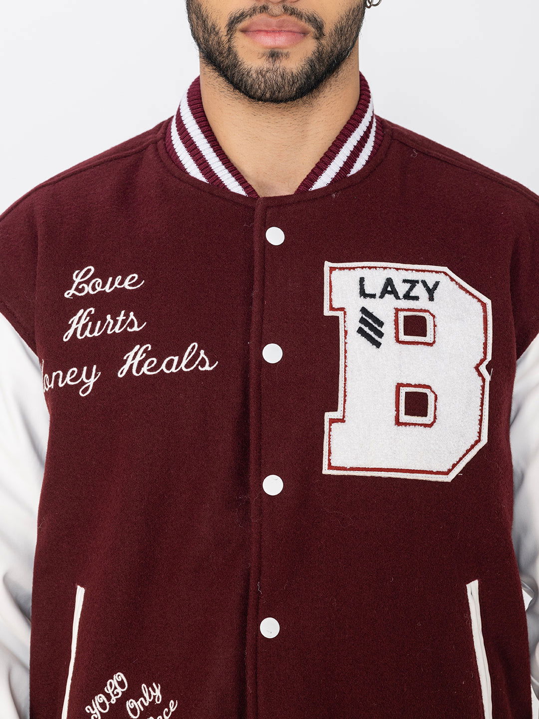 LAZY FOX MAROON VARSITY JACKET - St.Jones