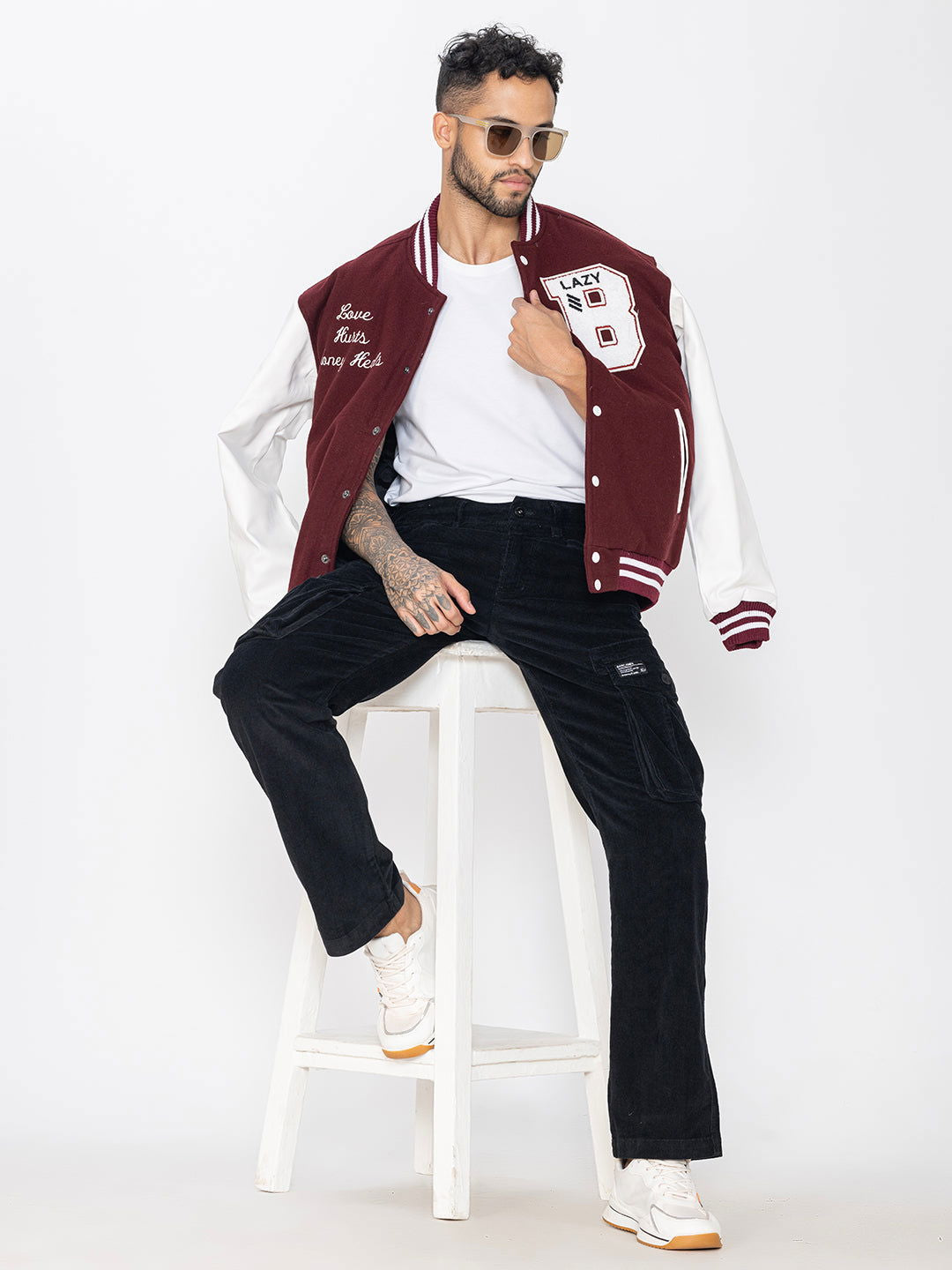 LAZY FOX MAROON VARSITY JACKET - St.Jones