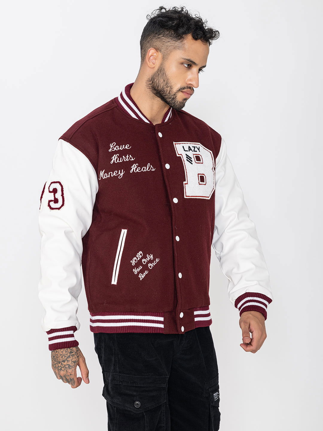 LAZY FOX MAROON VARSITY JACKET - St.Jones