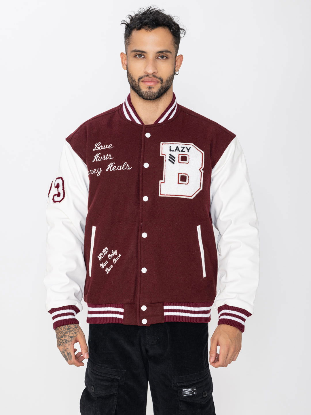 LAZY FOX MAROON VARSITY JACKET - St.Jones