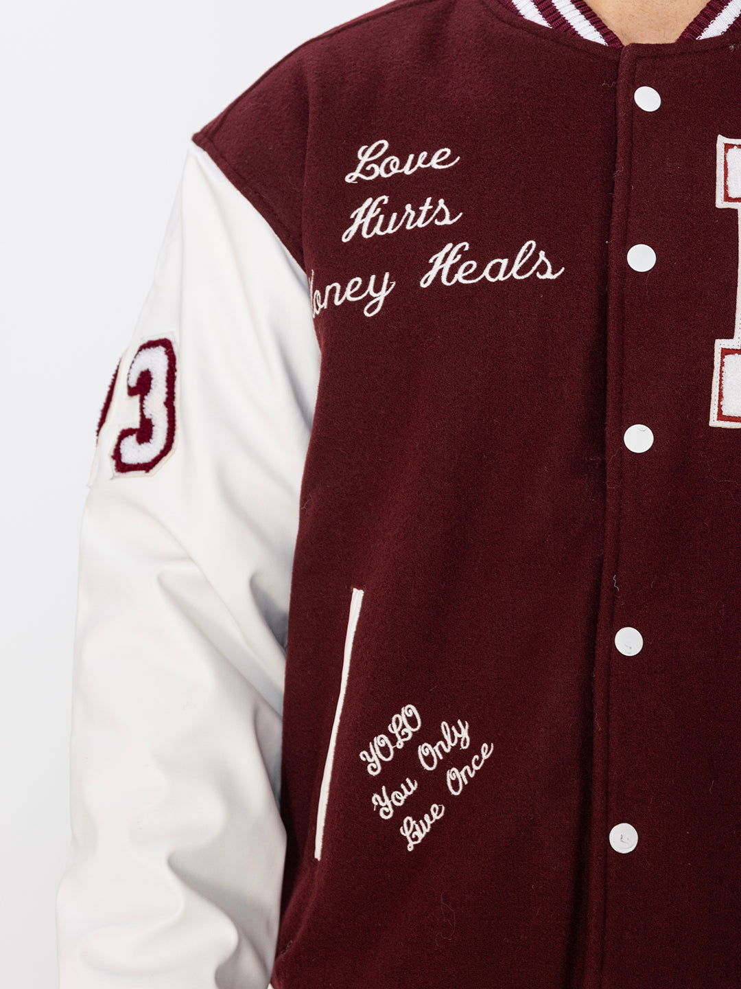 LAZY FOX MAROON VARSITY JACKET - St.Jones