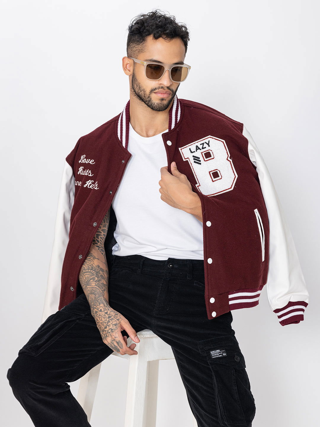 LAZY FOX MAROON VARSITY JACKET - St.Jones