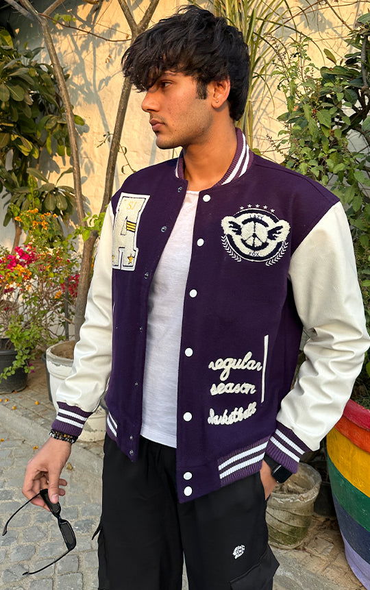 LAZY FOX PURPLE VARSITY JACKET - St.Jones