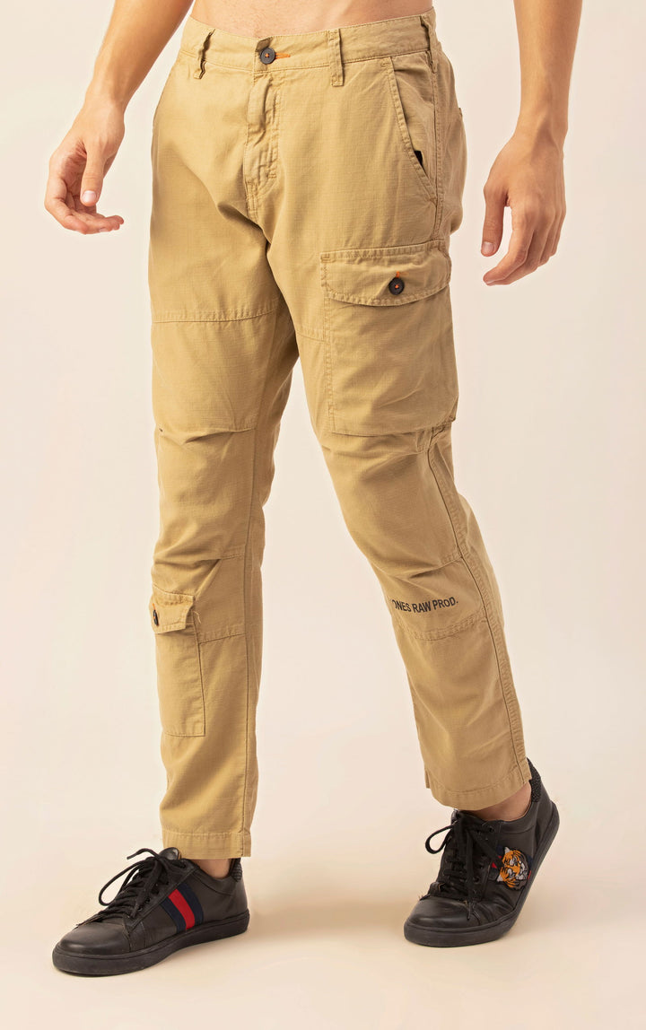 LINEN SLIMFIT CARGO-khaki - St.Jones