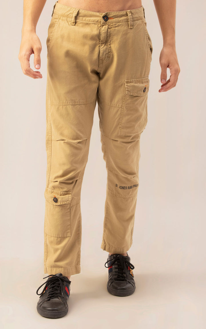 LINEN SLIMFIT CARGO-khaki - St.Jones