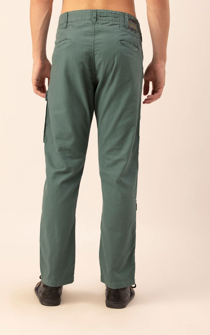 LINEN SLIMFIT CARGO-ocean green - St.Jones