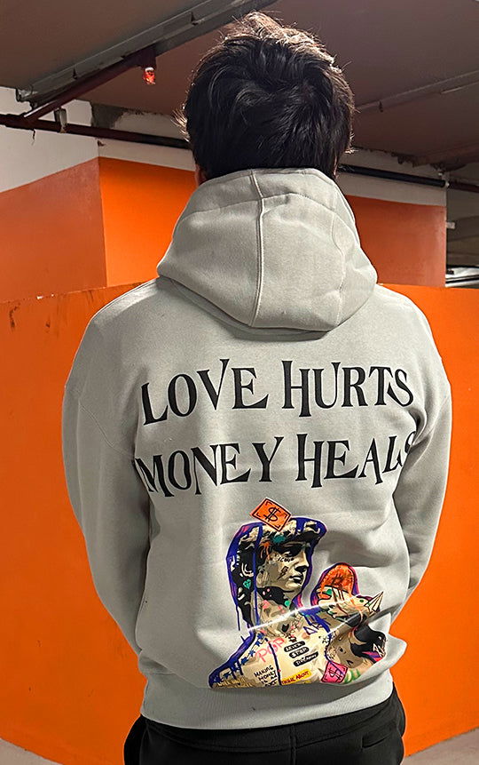 LOVE HURTS MONEY HEALS-LIGHT GREY - St.Jones