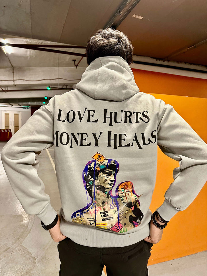 LOVE HURTS MONEY HEALS-LIGHT GREY - St.Jones